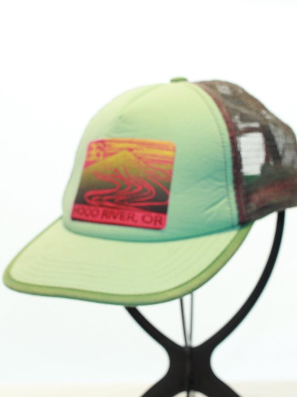 Hood River Oregon Aqua Gray Adjustable Snapback Foam Front Mesh Back Trucker Hat